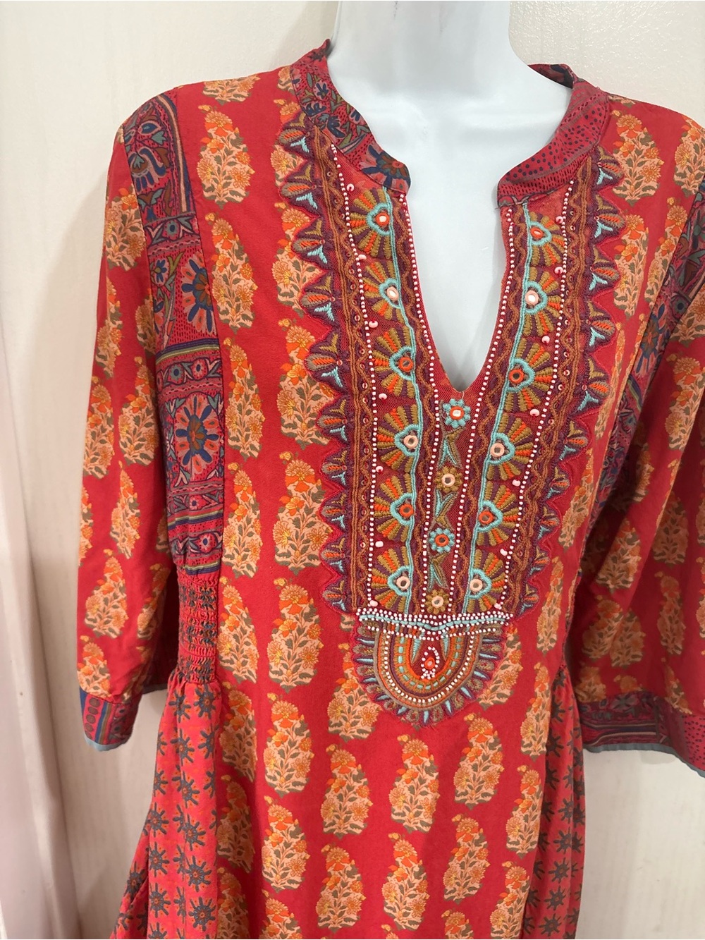 Bohemian Rust Paisley Print Maxi Dress - Picture 4 of 11
